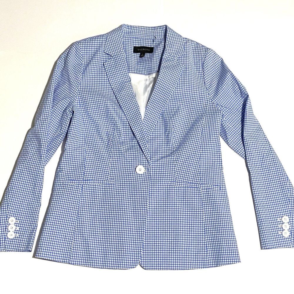Talbots Blazer Gingham Checkered Single Button Ja… - image 7